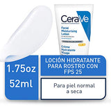 CeraVe Loción Hidratante de Rostro FPS25 |52ml| Hidratante facial diario con protector solar | Libre de fragancia