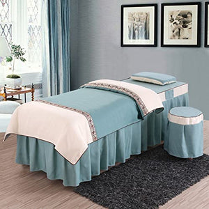 Juego de funda para mesa de masaje, juego de falda para camas de masaje, 4 piezas, tratamiento de SPA, salón de belleza, mesa de masaje, juegos de sábanas para cama, colcha para cama de salón de