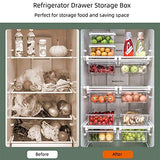 ▶ Organizador de cajón de nevera, organizador de refrigerador, extraíble con asa, estante para nevera, contenedor transparente para alimentos, bebidas, apto para estante de nevera de menos de 1,5 cm (dos particiones)