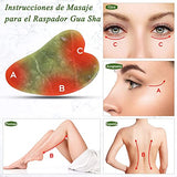 ▶ Masajeador de Jade | Rodillo de Jade Masajeador Facial para Masaje Facial Antienvejecimiento | Rodillo Facial de Piedra de Jade y Gua Sha Set | Perfecto para Belleza de Cuello y Cara | Cuidado de la Piel | Incluye Tablero Gua Sha y Rodillo Estriado