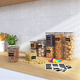 Contenedores herméticos de almacenamiento de alimentos, 16 recipientes de plástico para organización de cocina, organización y almacenamiento de despensa, ideal para espaguetis, cereales, harina y azúcar, con etiquetas y juego de cucharas