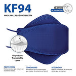 Best Trading 50 Cubrebocas KF94 Ligero y Certificado, Tapabocas con 4 Capas de Protección contra Partículas, Ajustador Nasal Oculto, Tecnología Coreana (Azul Marino)
