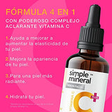 Serum Vitamina C 4 en 1 Rosa Mosqueta, Acido Hialuronico y Colageno Hidrolizado - Simple Mineral Hidratante Facial Aclarante de Piel con Vitamina C Serum Facial con efecto Aclarador de Piel quita manchas en la cara 60% más contenido (vs serums 30ml)