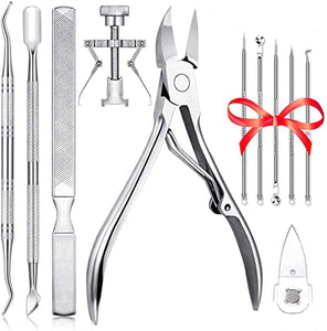 Kit De Herramientas Para Uñas Encarnadas, 11 Kits Que Contienen Cortaúñas Y Herramientas Para Eliminar El Acné, Nail Clipper Trimmer Cutter Corrector Fixer ,Además De Herramientas Para Eliminar El Acné Y Las Espinillas(11 PCS)