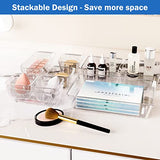 Organizadores Transparentes para Cajones, Cajas Plásticas Almacenamiento Bandeja Divisor de Maquillaje Cubierto Dormitorio Vestidor Baño Cocina Oficina Escritorio Mesa Tocador -7 unidades