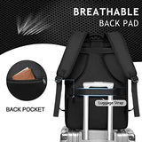 Mochila de viaje, 40 L, aprobada por vuelo, equipaje de mano, resistente al agua, antirrobo, bolsa de día grande para portátil de 17 pulgadas, color negro