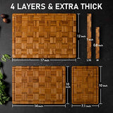 Kikcoin - Tablas de cortar de bambú extragrandes, (juego de 3) tablas de cortar con ranura para jugo, juego de tablas de cortar de madera de bambú para cocina, bandeja de servir de grano final