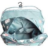 Bolsa de Viaje Cosmético Maquillaje Portátil Multifunción, Bolso del almacenaje del almacenaje del bolso de la toalla con el gancho colgante para viajar (Azul Flores)