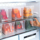 Organizador de nevera, paquete de 4 contenedores organizadores de refrigerador, organizadores de refrigerador y almacenamiento transparente con asa y tapa, recipientes de frutas para refrigerador, almacenamiento de refrigerador para mantener fresco