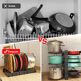 Organizador de Ollas y Sartenes de 8 Capas, Organizador de Sartenes para Armario, Estante de Ollas 3 Métodos de Bricolaje, Ajustable para Almacenar y Organizar Gabinetes de Cocina