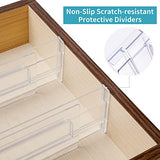 ▶ Organizador  de cajones ajustables de 3.2 pulgadas de alto, expandibles de 12.5 a 21.7 pulgadas, organizadores de cajones de cocina, separadores de cajones de plástico transparente para ropa, utensilios de cocina y almacenamiento de oficina