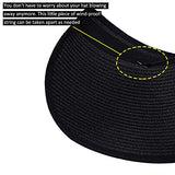 ▶ Sombreros de paja plegables para mujer, sombrero de playa de verano, plegable, visera ancha, estilo profundo, tamaño ajustable, Negro, Talla única