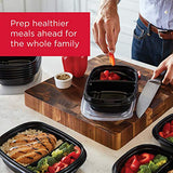 Rubbermaid TakeAlongs Food Storage Single Base, 5 Cup, Set of 16 (32 Pieces Total) | Meal Prep Containers, Lunch for Adults & Kids, 16-Pack, Black