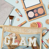 Bolsa de maquillaje transparente para artículos de aseo universitarios, bolsa de cosméticos de viaje, color beige, transparente, impermeable, bonita bolsa de maquillaje con cierre para mujeres y niñas, Beige, Glam