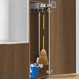 Estantería ajustable para ollas y sartenes, organizador de utilidad, gabinete de cocina, 7 ganchos para colgar, organización y almacenamiento de despensa, color gris