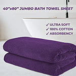(100cm x 200cm Bath Sheet, Violet Purple) - 100cm x 200cm Jumbo Size, Thick & Large 650 GSM Ringspun Genuine Cotton Bath Sheet, Luxury Hotel & Spa Quality, Absorbent & Soft Decorative Kitchen & Bathroom Turkish Towels, Violet Purple