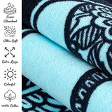 Toalla de playa Nova Blue Orca (34 x 63) – Color azul marino y azul con diseño de ballena tropical Toalla de playa de viaje hecha de 100% algodón – Toalla de manta colorida vibrante – Toalla de playa extra grande