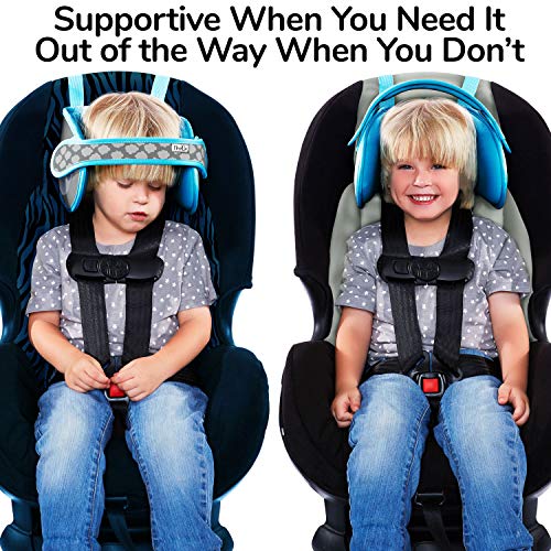 Soporte para cabeza de niño para asientos de coche – Solución segura y cómoda de apoyo de almohada para cabeza y cuello para asientos delanteros de coche y refuerzos de respaldo alto – Accesorios de viaje para bebés y niños (azul claro)
