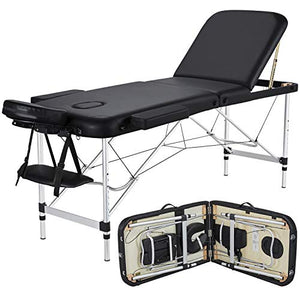 Mesas de masaje, cama de pestañas portátil para extensiones de pestañas, mesa de tatuaje, altura ajustable, cama de spa ligera con bolsa no tejida, color negro