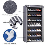 Zapatero 7 Niveles,Salandens Organizador Para Armarios De Zapatos Con Cubierta De Polvo,Compuesto De Estructuras De Acero,Tela y Conectores De Plástico,Para Almacenar y Guardar Los Zapatos.