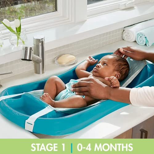 The First Years 143155 Tina de baño Sure Confort con hamaca de recién nacido a niño pequeño, azul