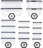 Juego de 16 recipientes herméticos para almacenamiento de alimentos, organización y almacenamiento de cocina, sin BPA, contenedor de plástico transparente con tapas, resistente a frio o calor.