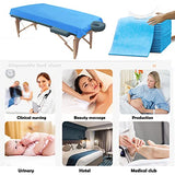 100 piezas de sábanas de mesa de masaje, sábanas desechables de spa no tejidas, transpirables, fundas de cama impermeables para spa, tatuaje, salón, pestañas, suministros de esteticista, color azul