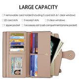 Travelambo Cartera De Mano De Cuero Genuino Encerado De Gran Capacidad Con Bloqueo Rfid Para Mujer Organizador De Tarjetas Múltiples(02 Champán rosa ReNapa)