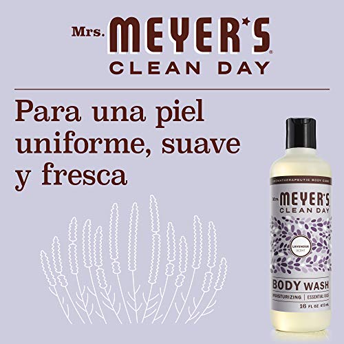 Mrs. Meyer's Clean Day Jabón Líquido Corporal, Sin Parabenos, Formulado con Aceites Esenciales, Lavanda, 473 ml