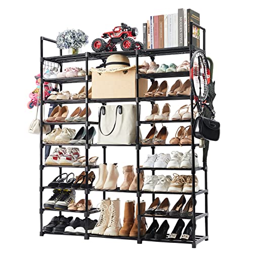 Zapatero de 9 niveles, organizador de zapatos alto, almacenamiento de zapatos, 50 pares de estantes verticales para zapatos, organizador grande de zapateros, zapateros apilables para entrada