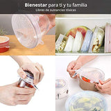 RabbitStorm Tapas Elásticas de Silicona, Envoltura Plástica Reutilizable Alternativa para Cubetas y Recipientes de Almacenamiento, Conjunto de 6 Tamaños Diferentes, para Mantener los AlimentosFrescos. Resistentes al Calor, Refrigeración, Antiderrames. Exc