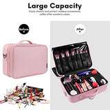 Estuche de Maquillaje Grande, Organizador de Bolsas de Maquillaje de Viaje, Color Rosa y Negro, Bolsa de Cosméticos Profesional, Caja de Almacenamiento Portátil con Divisor Ajustable
