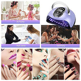 Lámpara de uñas LED UV de 168 W, luz de gel para esmalte de uñas, máquina secadora UV con 4 ajustes de temporizador, lámpara de curado profesional de salón con mango portátil, pantalla digital, sensor automático de uñas y uñas de los pies, color azul