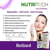 Suero facial de Retinol anti arrugas con Vitamina E, Acido hialuronico, te verde, aceite de jojoba, gotu kola, super concentrado