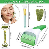 Kit de Rodillo Masajeador Facial de jade 4 en 1, rodillo de hielo para masaje facial y ojos,facial Gua Sha,cepillo de mascarilla de silicona, Facial Masaje Piedra Para Cuello Cara Ojos Cabeza CuerpoPiel Que Aprieta, Antienvejecimiento, Circulación Sanguín