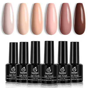 Esmalte en Gel Kit-Juego de 6 Colores de Esmalte de Gel Desnudo Todas Las Estaciones Tonos de Piel Rosa Marrón Gel de Uñas Neutro Kit De Uñas de Gel Con Empapa Lámpara LED Regalo de Manicura DIY Para Mujeres