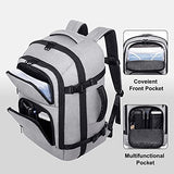 Mochila de viaje para laptop de 40 L para hombres y mujeres, apta para cuaderno de 17 pulgadas, mochila de maleta aprobada por vuelo, mochila de viaje resistente al agua, mochila de fin de semana durante la noche, color gris