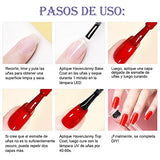HavenJanny No Wipe Base y Top Coat, Set de Esmalte Semipermanente Base y Capa Superior, Uñas en Polygel UV LED Soak Off Nail Art, Kit para Bricolaje y Salón de Uñas 2 x 10 ml