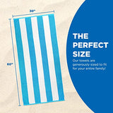 ▶ Toalla de playa grande de rizo – Diseño de rayas cabaña – Lavable a máquina – Suave y absorbente – Colores surtidos – 30 x 60 pulgadas – 12 unidades