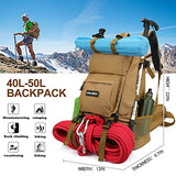Mochila de senderismo de 40 l, mochila de camping con cubierta impermeable para hombres, mochila de viaje deportiva al aire última intervensión para escalada, Caqui, Mochilas