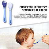 Redlemon Plato para Bebé Antiderrapante y Adherible, de Silicón con Divisiones para Alimentos, con Ventosas de Succión, Fácil de Limpiar, Libre de BPA, Incluye Cubiertos Sensibles al Calor. Rosa