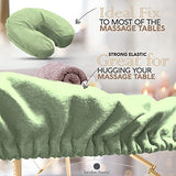 London Linens Juego de sábanas de mesa de masaje de 3 piezas, 100% franela de algodón natural, incluye funda de mesa de masaje, sábana bajera de masaje y funda de descanso facial de masaje (verde salvia)