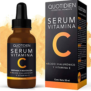 Serum Vitamina C + Ácido Hialurónico + Vitamina E | 95% Ingredientes Naturales | Luminosidad, Hidratación, Firmeza y Tono más Uniforme | Textura Ligera y Sin Sensación Grasosa | Suero Facial Ideal Para Todo Tipo de Piel -30ml