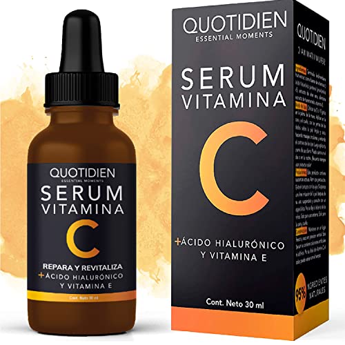 Serum Vitamina C + Ácido Hialurónico + Vitamina E | 95% Ingredientes Naturales | Luminosidad, Hidratación, Firmeza y Tono más Uniforme | Textura Ligera y Sin Sensación Grasosa | Suero Facial Ideal Para Todo Tipo de Piel -30ml