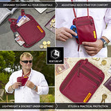 VENTURE 4TH Portadocumentos de Cuello | Cartera de Viaje con Tecnología RFID | Portapasaporte (Rojo)
