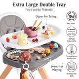 Silla alta para bebé con doble bandeja extraíble para bebé/bebés/niños pequeños, silla alta de madera 3 en 1, silla elevadora/silla | crece con tu hijo | Patas ajustables | Diseño moderno de madera | Fácil de montar