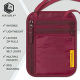 VENTURE 4TH Portadocumentos de Cuello | Cartera de Viaje con Tecnología RFID | Portapasaporte (Rojo)