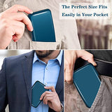 ▶ Portatarjetas de crédito con bloqueo RFID, mini portatarjetas rígidas de aluminio delgado para hombres o mujeres, Azul marino, S