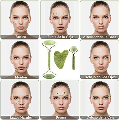 Masajeador de Jade Rodillo de Jade Masajeador Facial para Masaje Fac