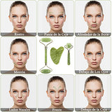 ▶ Masajeador de Jade | Rodillo de Jade Masajeador Facial para Masaje Facial Antienvejecimiento | Rodillo Facial de Piedra de Jade y Gua Sha Set | Perfecto para Belleza de Cuello y Cara | Cuidado de la Piel | Incluye Tablero Gua Sha y Rodillo Estriado